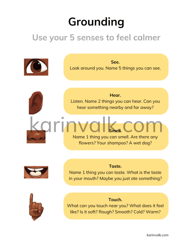 emotion regulation worksheet – 5 senses worksheet – mindfulness activity