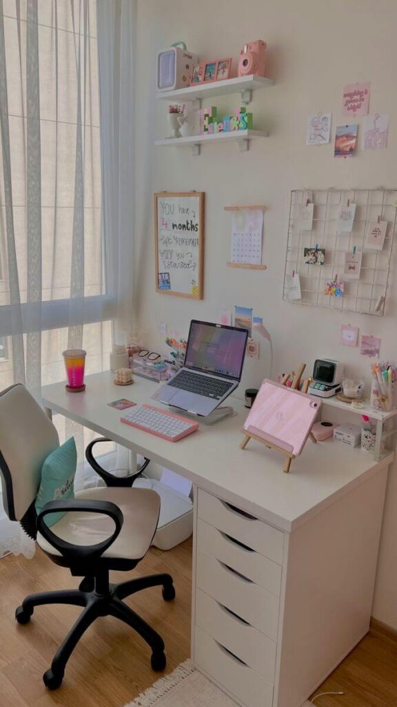 study room wall decor with grid board – study room setup